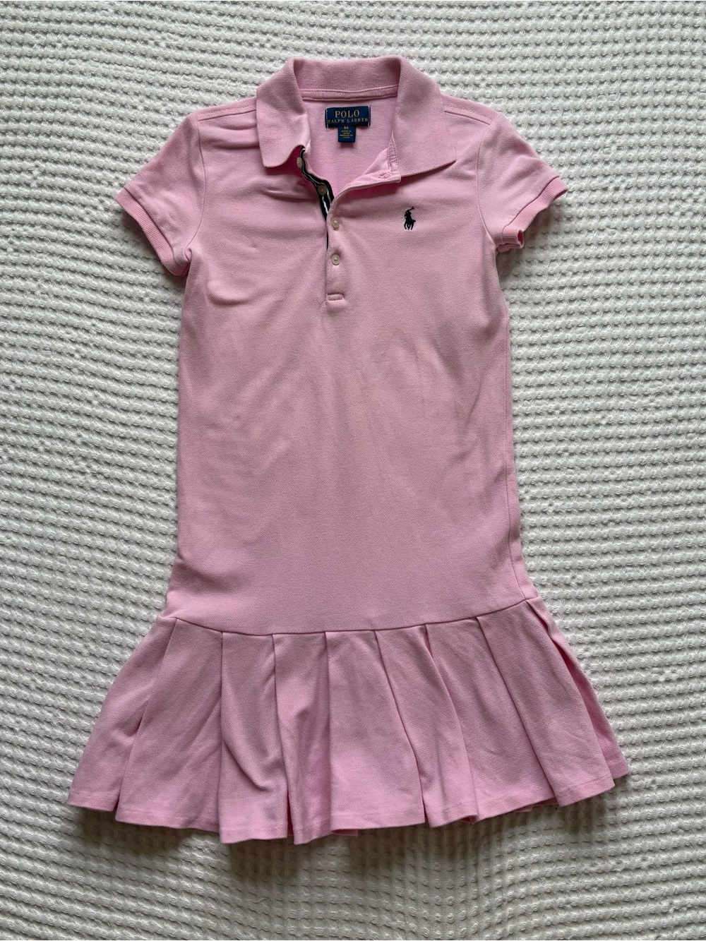 Polo Ralph Lauren Girls Pony Logo Polo Dress Light Pink Pleated Skirt - 6X